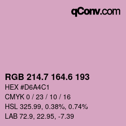 カラーコード: RGB 214.7 164.6 193 | qconv.com