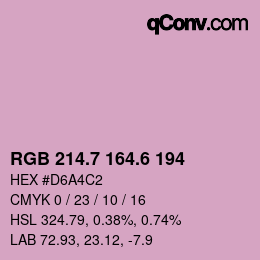 カラーコード: RGB 214.7 164.6 194 | qconv.com