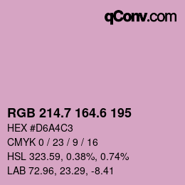 カラーコード: RGB 214.7 164.6 195 | qconv.com