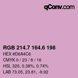 カラーコード: RGB 214.7 164.6 198 | qconv.com