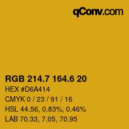 カラーコード: RGB 214.7 164.6 20 | qconv.com