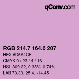 カラーコード: RGB 214.7 164.6 207 | qconv.com
