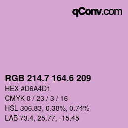 カラーコード: RGB 214.7 164.6 209 | qconv.com