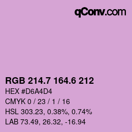 カラーコード: RGB 214.7 164.6 212 | qconv.com