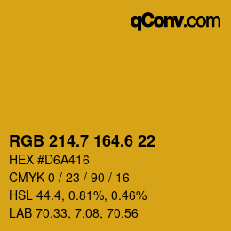 カラーコード: RGB 214.7 164.6 22 | qconv.com
