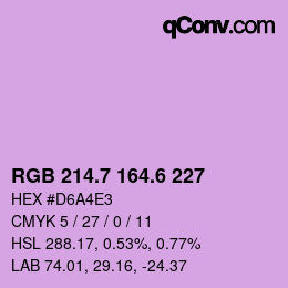 カラーコード: RGB 214.7 164.6 227 | qconv.com