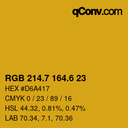 カラーコード: RGB 214.7 164.6 23 | qconv.com