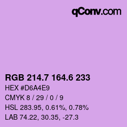 カラーコード: RGB 214.7 164.6 233 | qconv.com