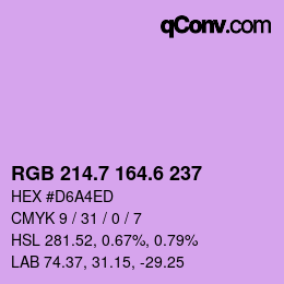 カラーコード: RGB 214.7 164.6 237 | qconv.com