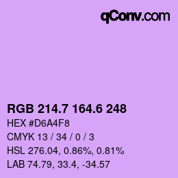 カラーコード: RGB 214.7 164.6 248 | qconv.com