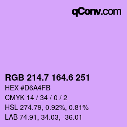 カラーコード: RGB 214.7 164.6 251 | qconv.com