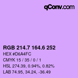 カラーコード: RGB 214.7 164.6 252 | qconv.com