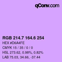 カラーコード: RGB 214.7 164.6 254 | qconv.com