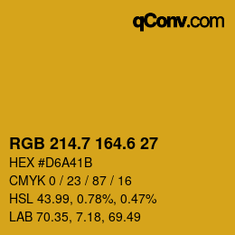 カラーコード: RGB 214.7 164.6 27 | qconv.com