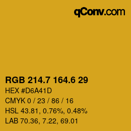 カラーコード: RGB 214.7 164.6 29 | qconv.com
