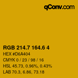 カラーコード: RGB 214.7 164.6 4 | qconv.com