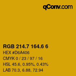 カラーコード: RGB 214.7 164.6 6 | qconv.com