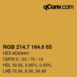 カラーコード: RGB 214.7 164.6 65 | qconv.com