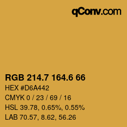 カラーコード: RGB 214.7 164.6 66 | qconv.com