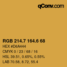 カラーコード: RGB 214.7 164.6 68 | qconv.com
