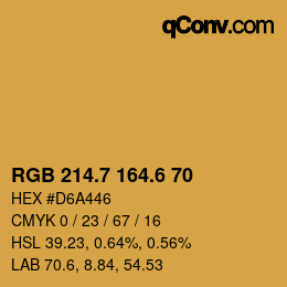 カラーコード: RGB 214.7 164.6 70 | qconv.com