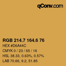 カラーコード: RGB 214.7 164.6 76 | qconv.com