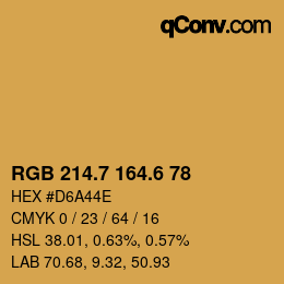 カラーコード: RGB 214.7 164.6 78 | qconv.com