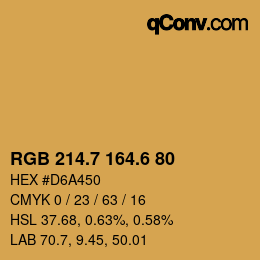 カラーコード: RGB 214.7 164.6 80 | qconv.com