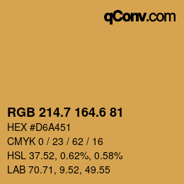 カラーコード: RGB 214.7 164.6 81 | qconv.com