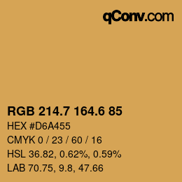 カラーコード: RGB 214.7 164.6 85 | qconv.com
