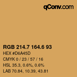 カラーコード: RGB 214.7 164.6 93 | qconv.com