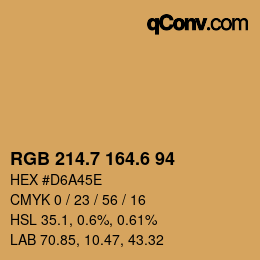 カラーコード: RGB 214.7 164.6 94 | qconv.com