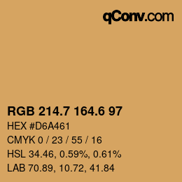 カラーコード: RGB 214.7 164.6 97 | qconv.com