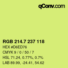 カラーコード: RGB 214.7 237 118 | qconv.com