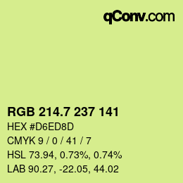 カラーコード: RGB 214.7 237 141 | qconv.com