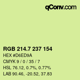 カラーコード: RGB 214.7 237 154 | qconv.com