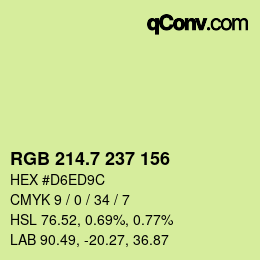 カラーコード: RGB 214.7 237 156 | qconv.com