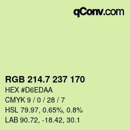 カラーコード: RGB 214.7 237 170 | qconv.com