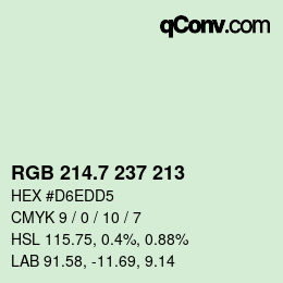 カラーコード: RGB 214.7 237 213 | qconv.com