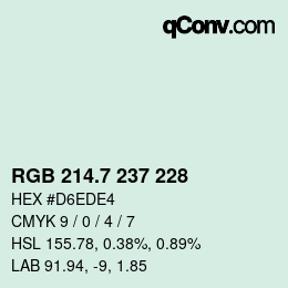 カラーコード: RGB 214.7 237 228 | qconv.com