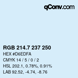 カラーコード: RGB 214.7 237 250 | qconv.com