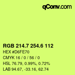 カラーコード: RGB 214.7 254.6 112 | qconv.com