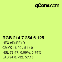 カラーコード: RGB 214.7 254.6 125 | qconv.com
