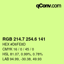 カラーコード: RGB 214.7 254.6 141 | qconv.com