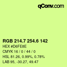 カラーコード: RGB 214.7 254.6 142 | qconv.com