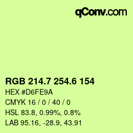 カラーコード: RGB 214.7 254.6 154 | qconv.com