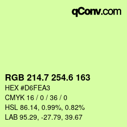カラーコード: RGB 214.7 254.6 163 | qconv.com