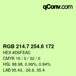 カラーコード: RGB 214.7 254.6 172 | qconv.com