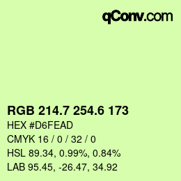カラーコード: RGB 214.7 254.6 173 | qconv.com