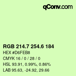 カラーコード: RGB 214.7 254.6 184 | qconv.com